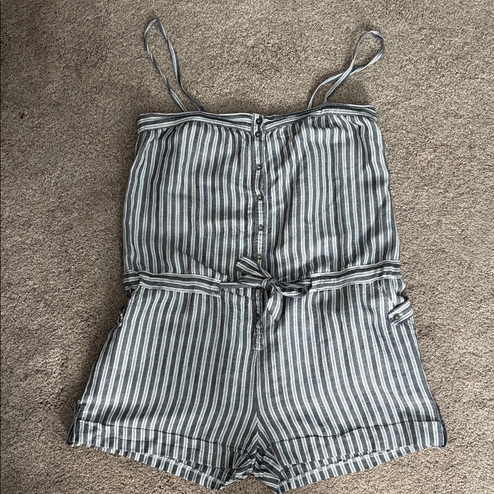American Rag Black and White Striped Romper